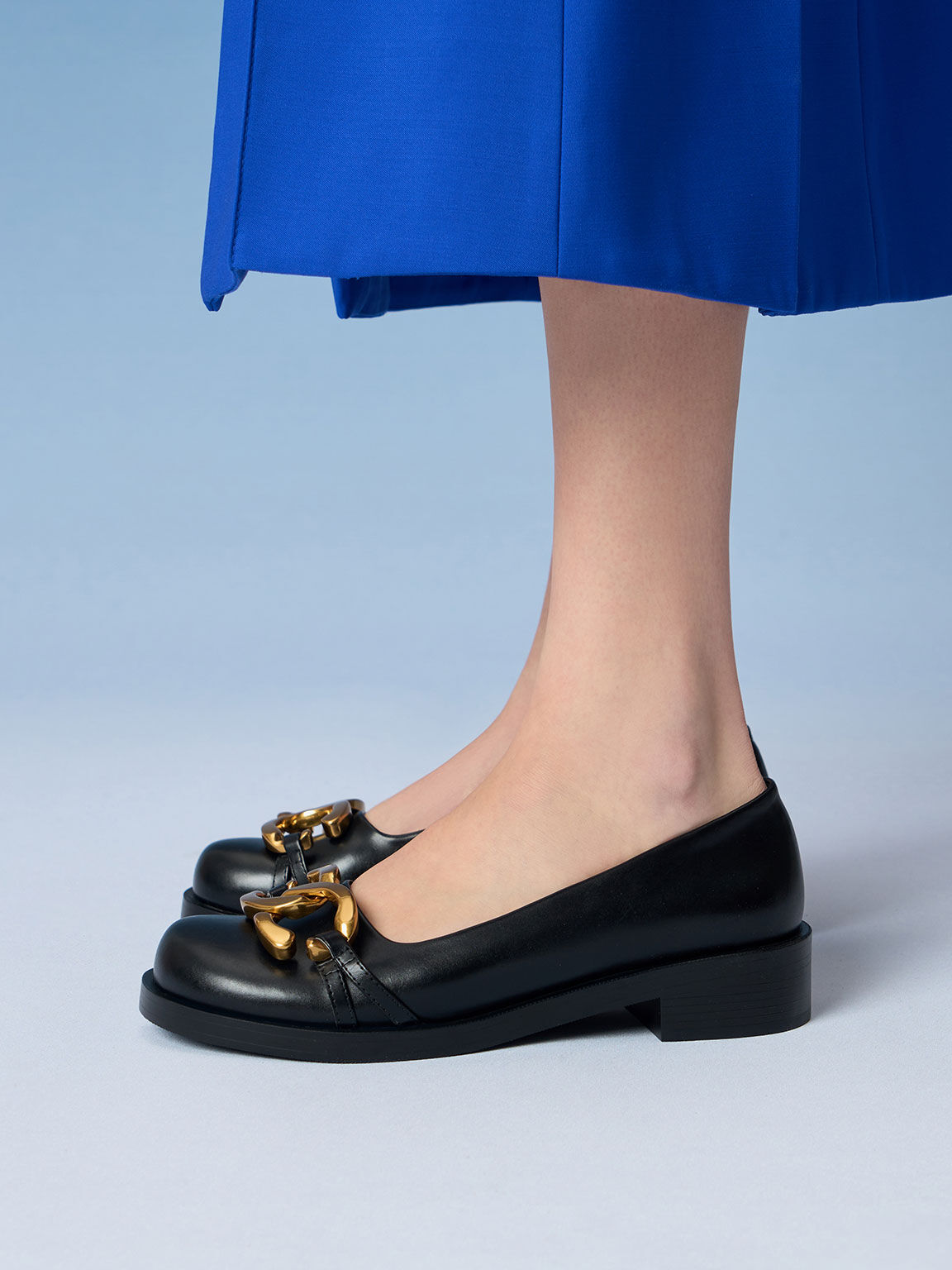 Chunky Metallic Accent Ballerinas, Black, hi-res