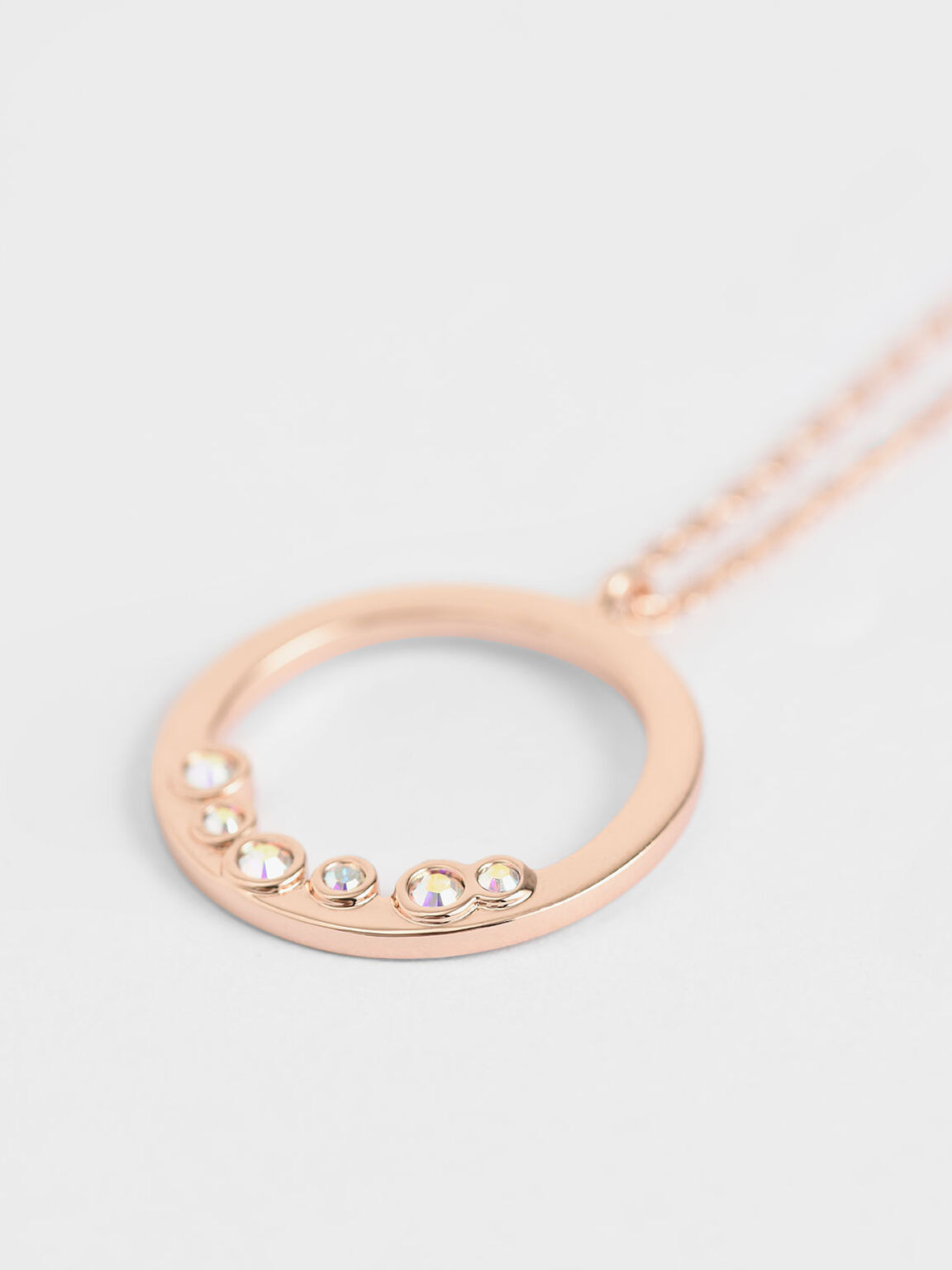 Swarovski® Crystal Studded Pendant Necklace, Rose Gold, hi-res