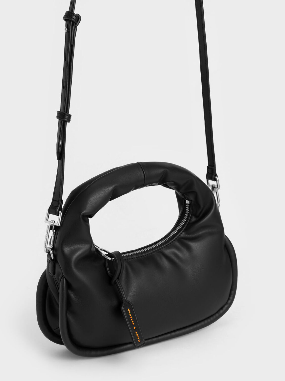 Yama Crescent Hobo Bag, Black, hi-res