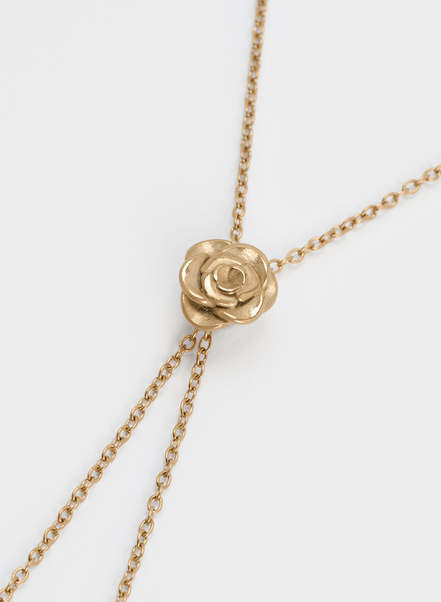 Rosalind Flower-Motif Necklace, Brush Gold, hi-res
