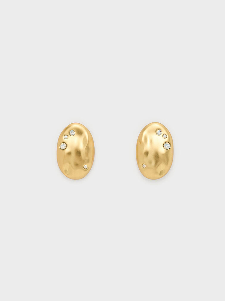 Pendientes esculturales Ottilie, Dorado pulido, hi-res