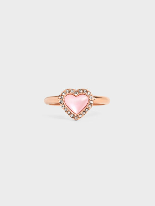 Anillo Annalise con cristal y piedra de corazón, Oro rosa, hi-res
