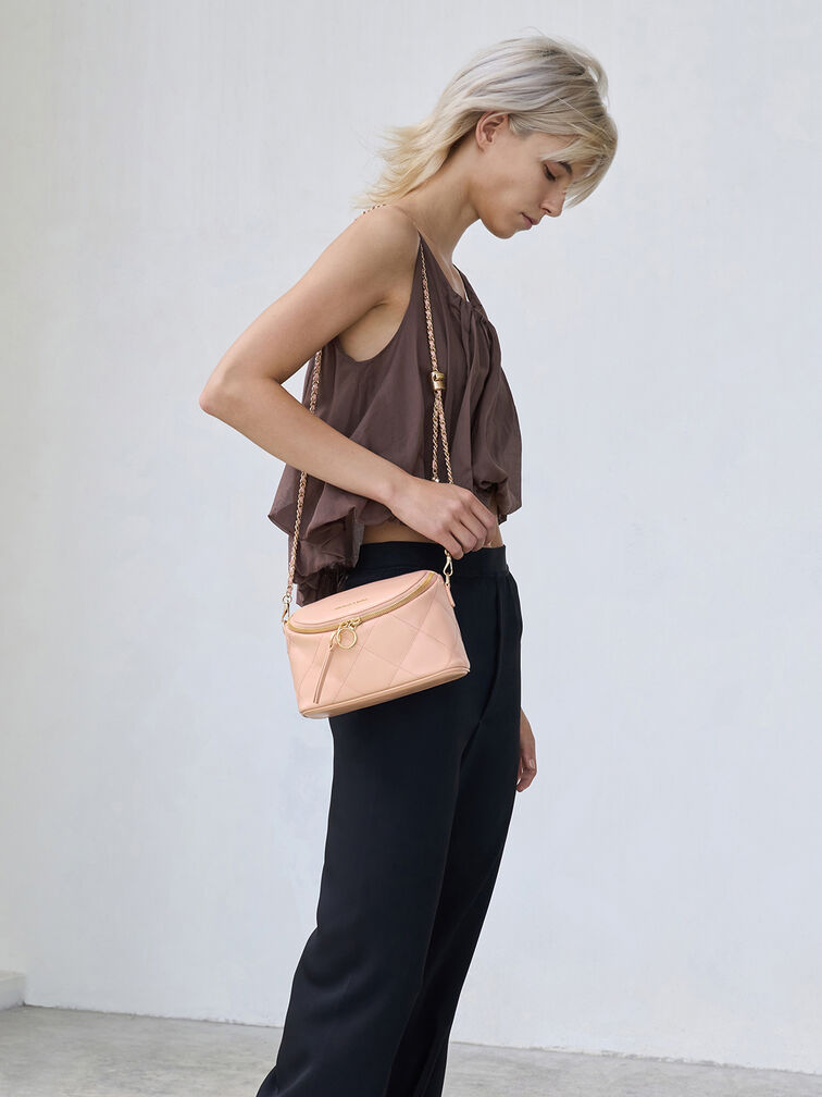 Apfra Quilted Crossbody Bag, Pink, hi-res