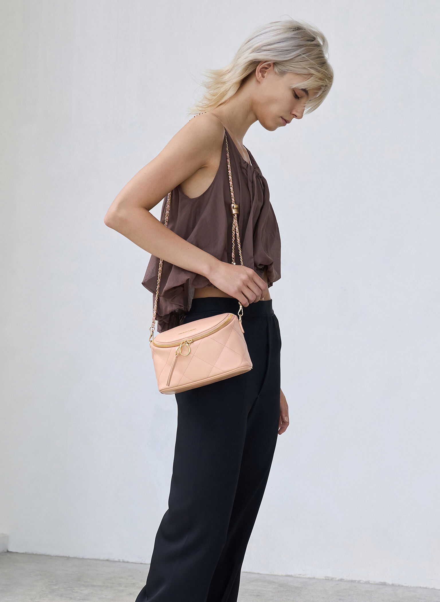 Bolso bandolera acolchado Apfra, Rosa, hi-res