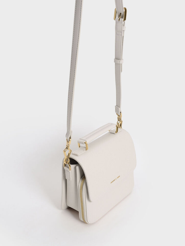 Ivory Chevron Quilted Crossbody Purse - Kendry Collection Boutique