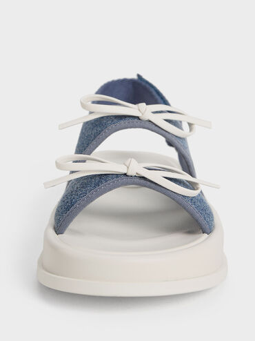 Sandalias Denim con doble lazo para niña, Azul mezclilla, hi-res