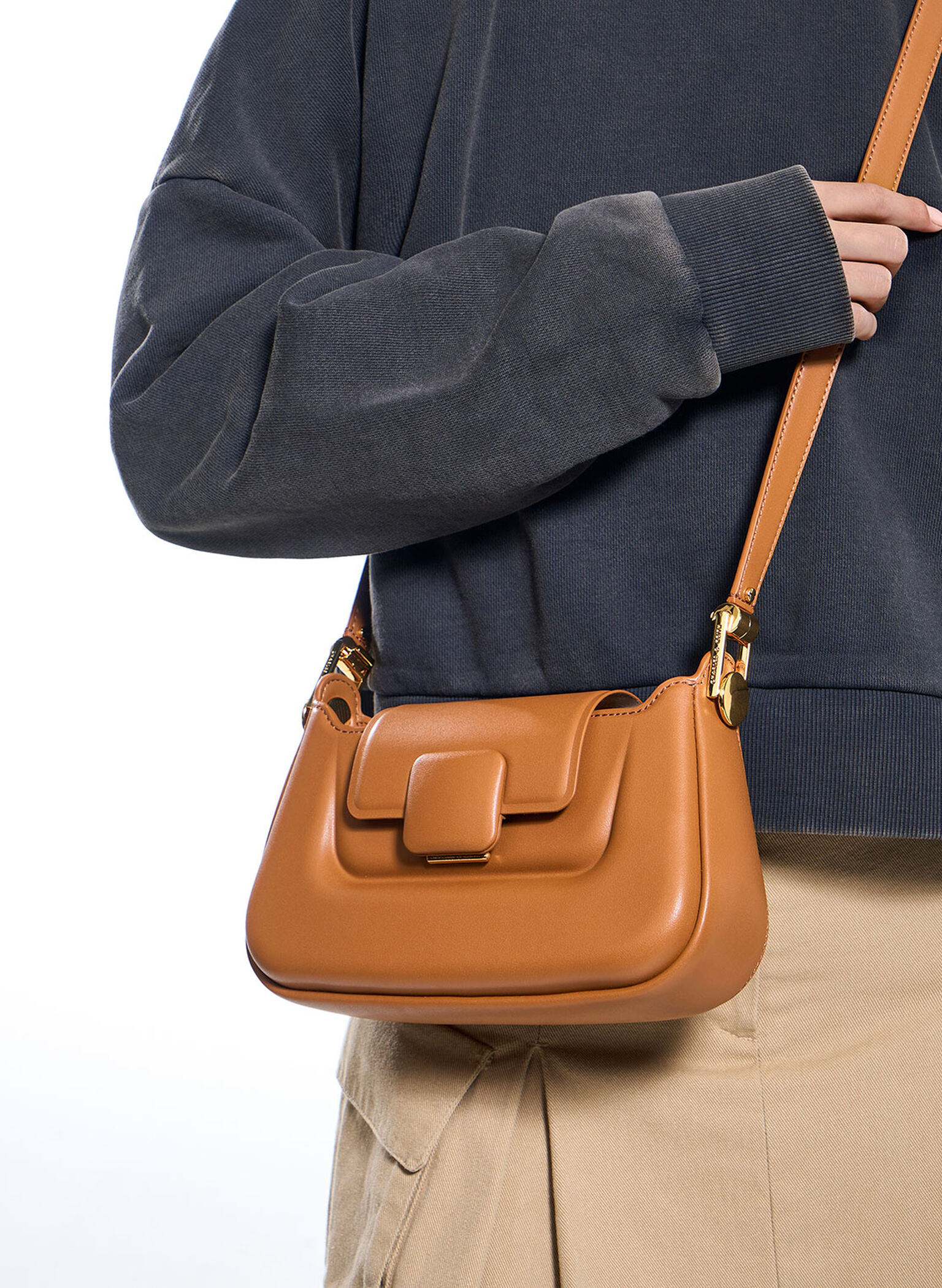 Koa Push-Lock Top Handle Bag, Chocolate, hi-res