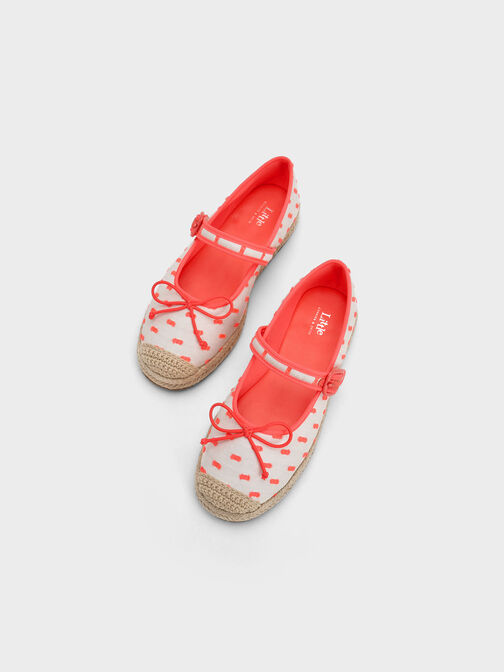 Girls' Jacquard Bow Espadrilles, Coral, hi-res