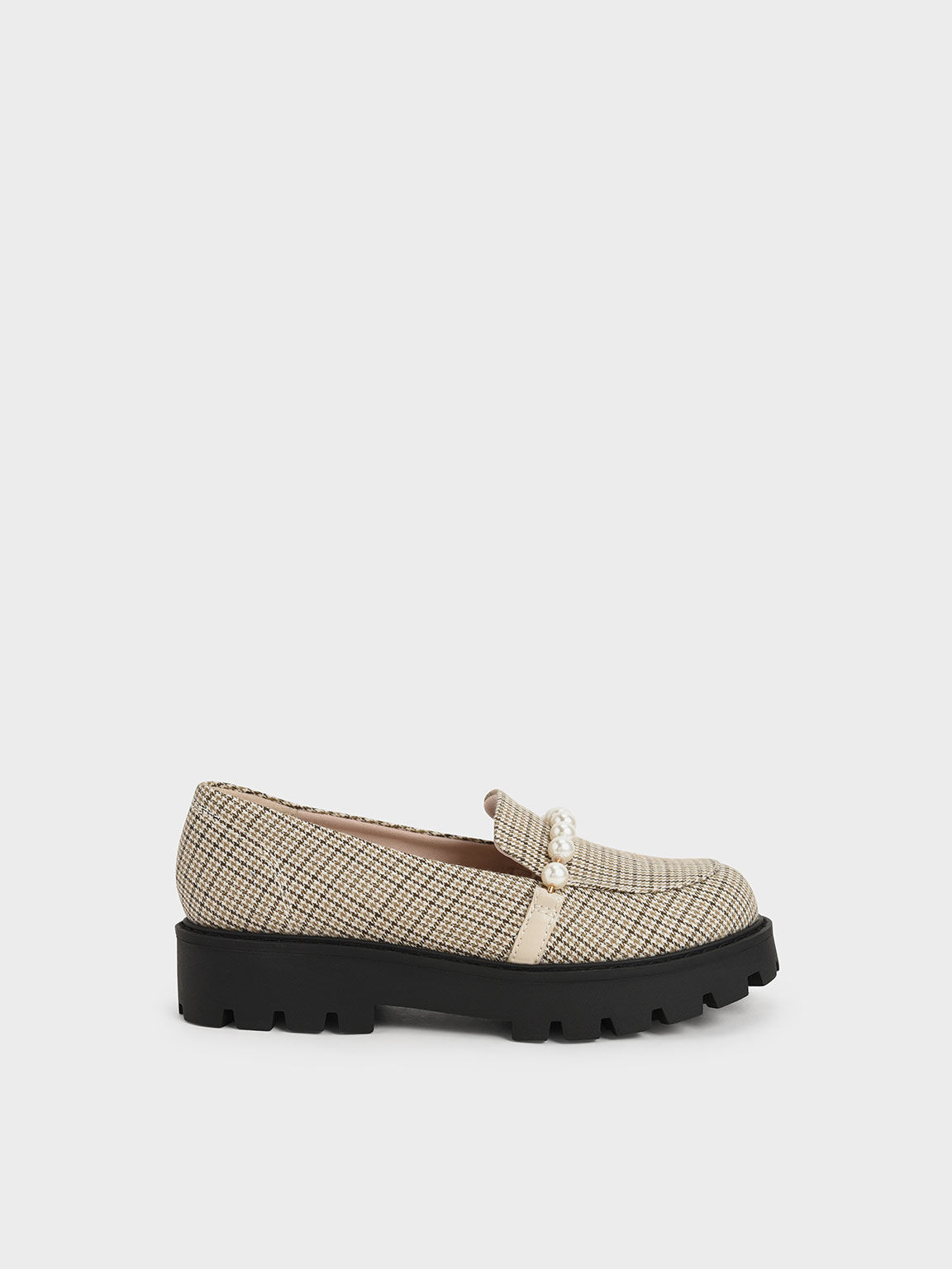 Girls' Check-Print Pearl-Embellished Loafers, Multi, hi-res