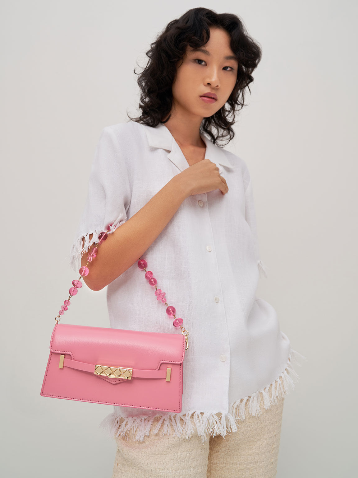 Mini Sabrina Envelope Shoulder Bag, Pink, hi-res