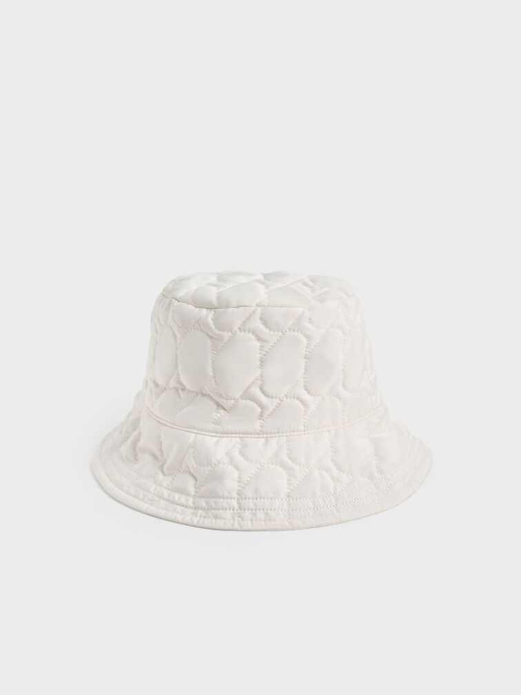 Nylon Textured Bucket Hat, White, hi-res