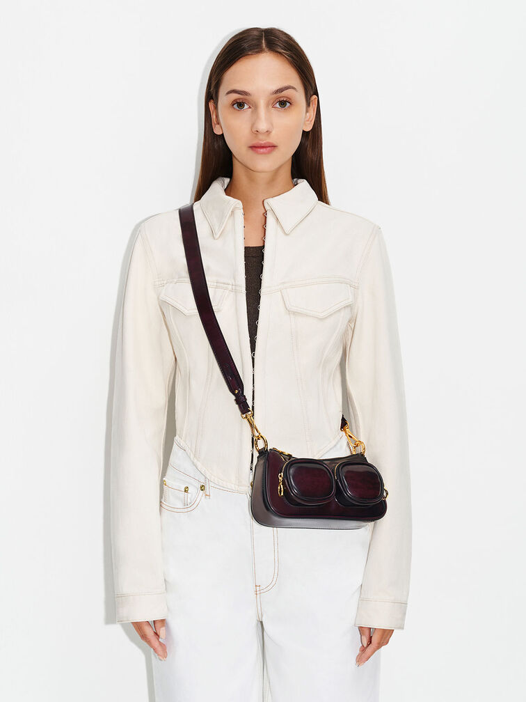 Letitia Chain-Link Shoulder Bag, Dark Chocolate, hi-res