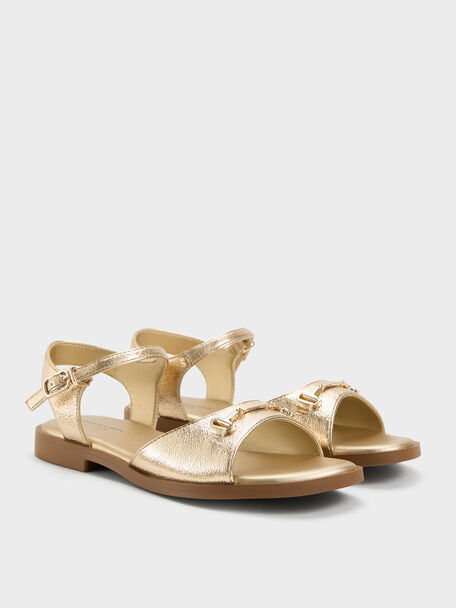 Girls' Erinna Metallic-Accent Sandals, Gold, hi-res