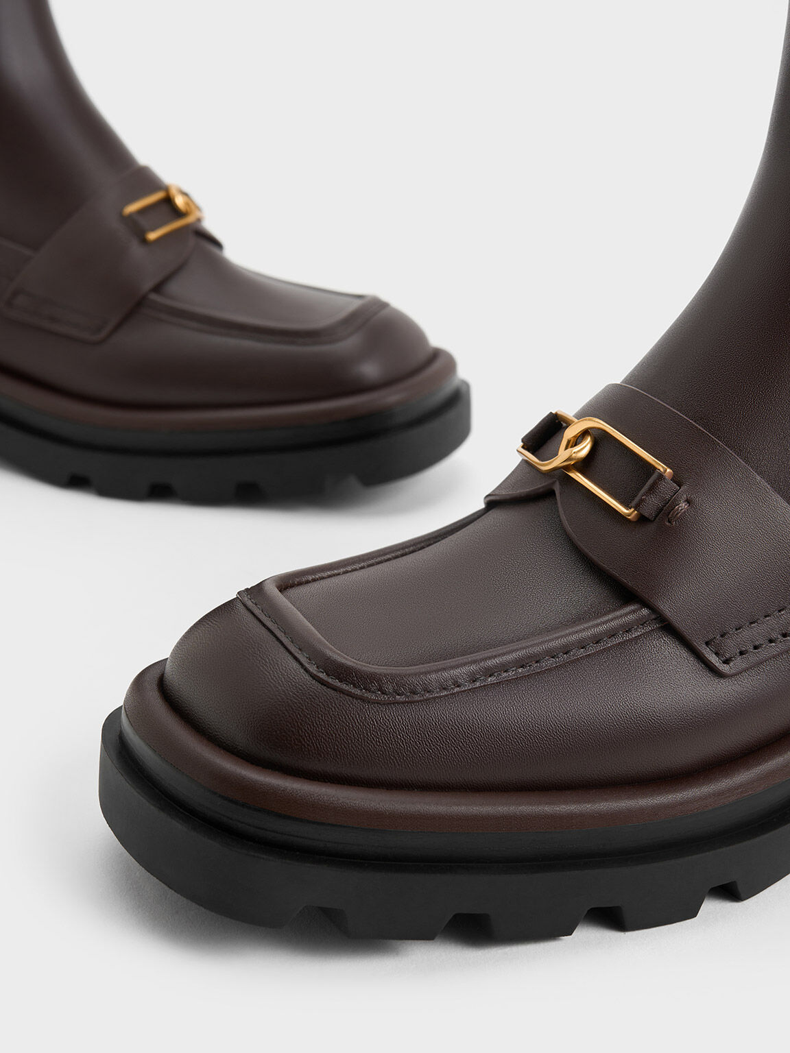 Gabine Leather Loafer Chelsea Boots Dark Brown