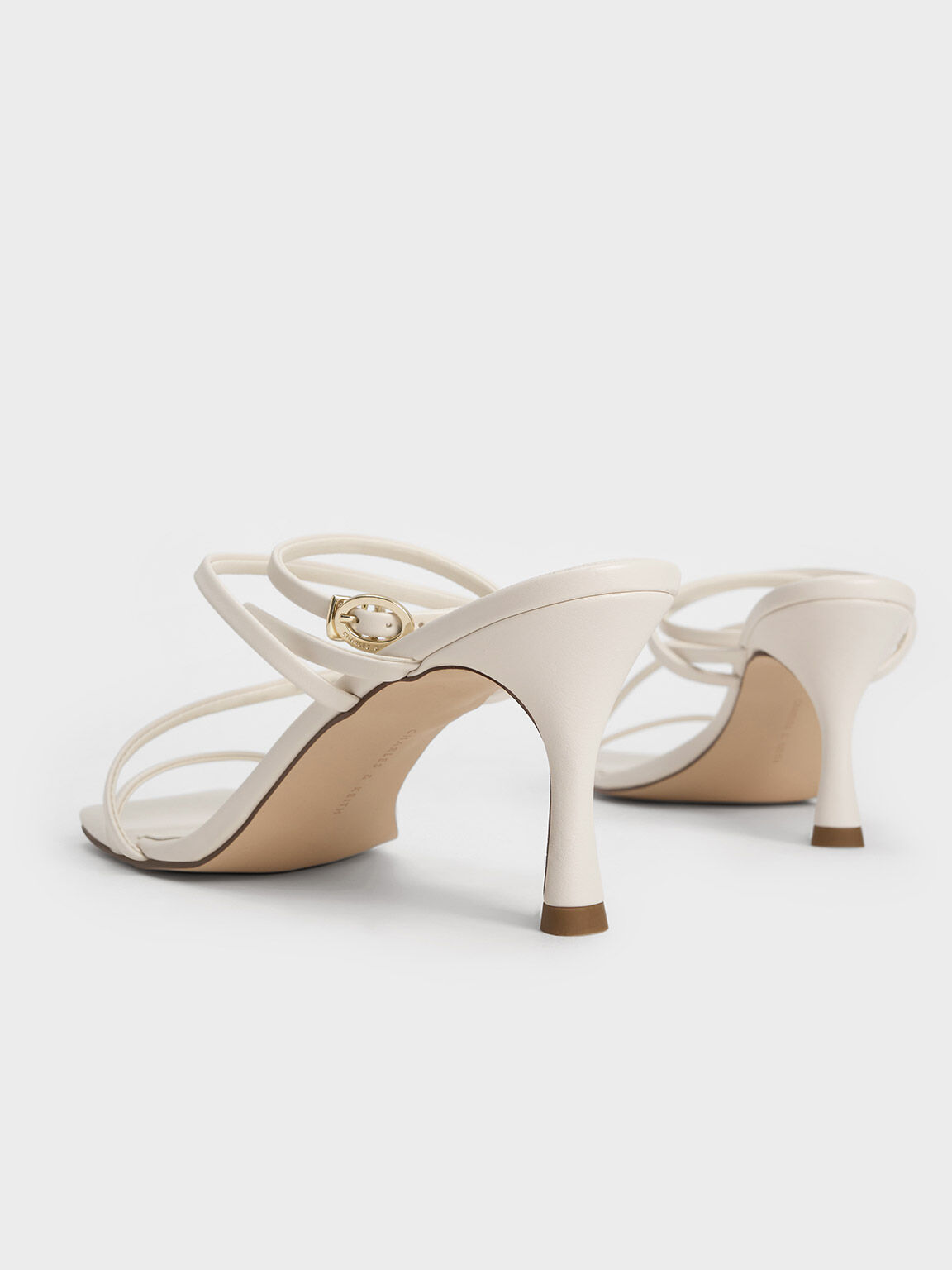 white strappy thick heels
