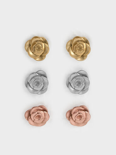 Rosalind Flower Stud Earrings, Brush Gold, hi-res