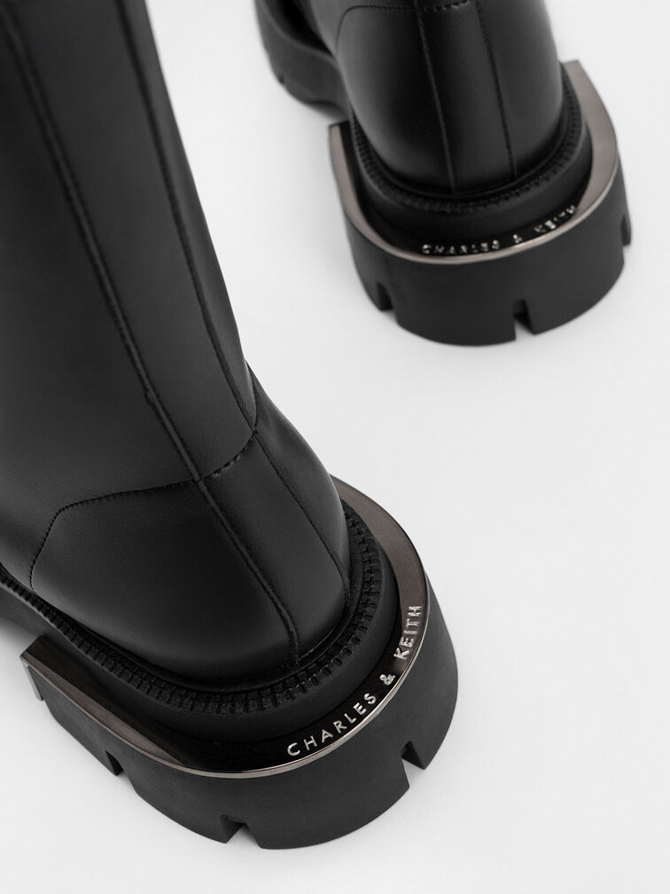 Selma Metallic Accent Lace-Up Boots, Black, hi-res