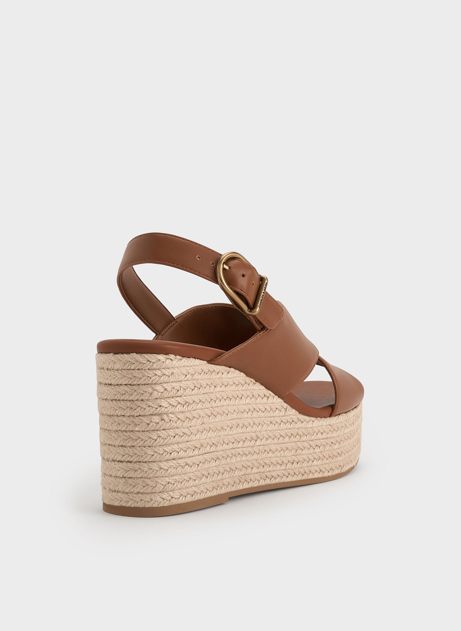Crossover Espadrille Wedges, Brown, hi-res