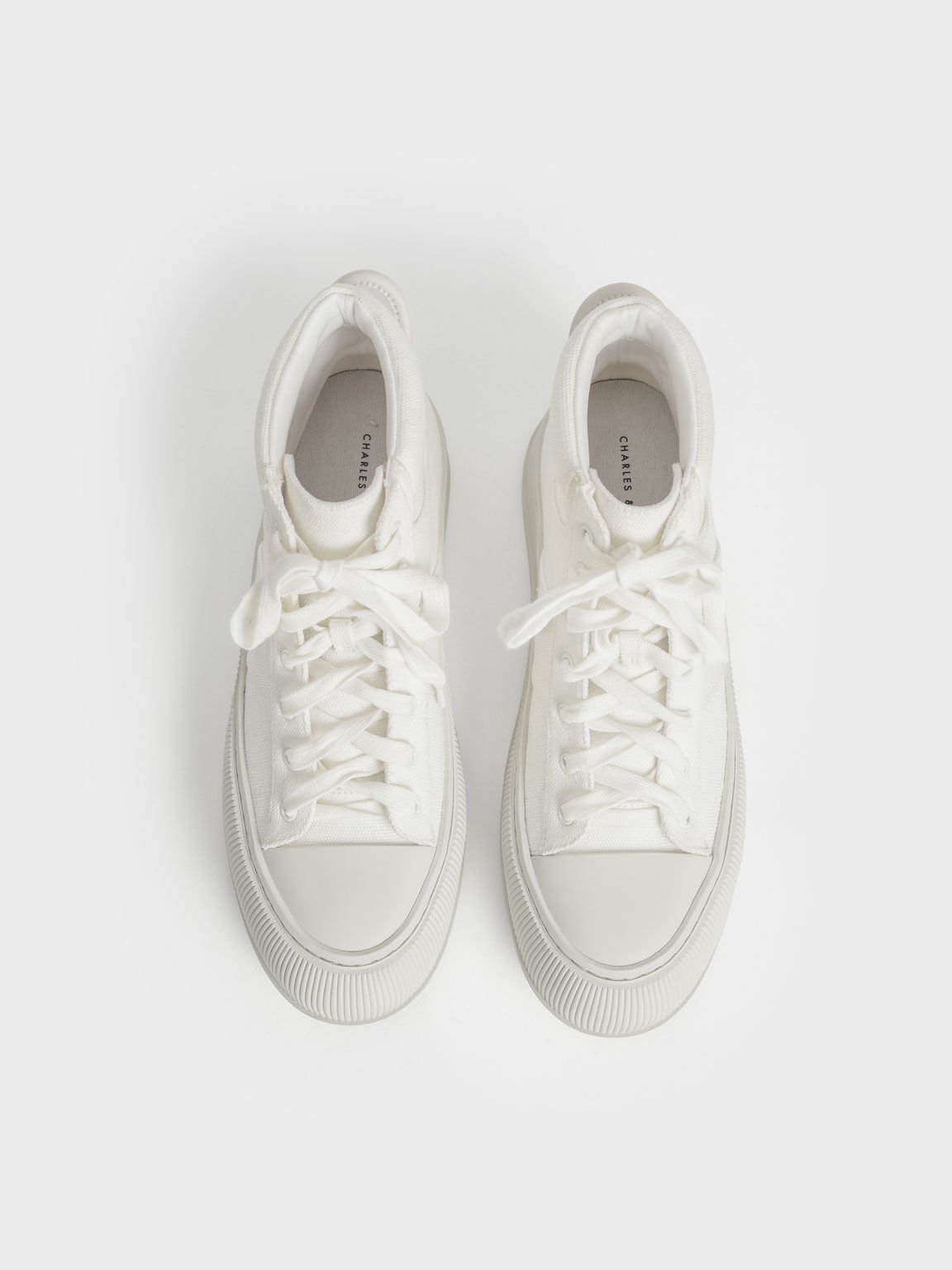 Canvas High-Top Sneakers, White, hi-res