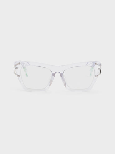 Acetate Butterfly Sunglasses, White, hi-res