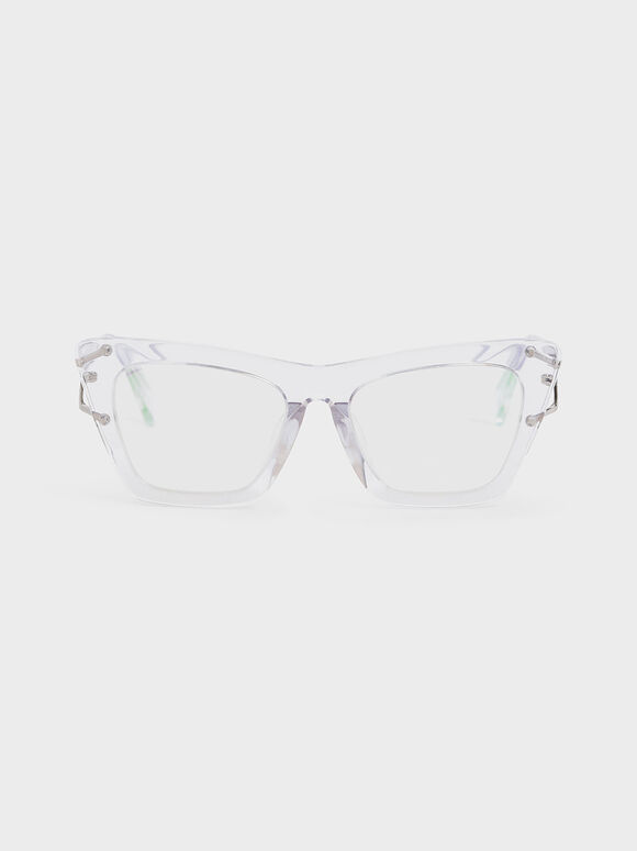 Acetate Butterfly Sunglasses, White, hi-res