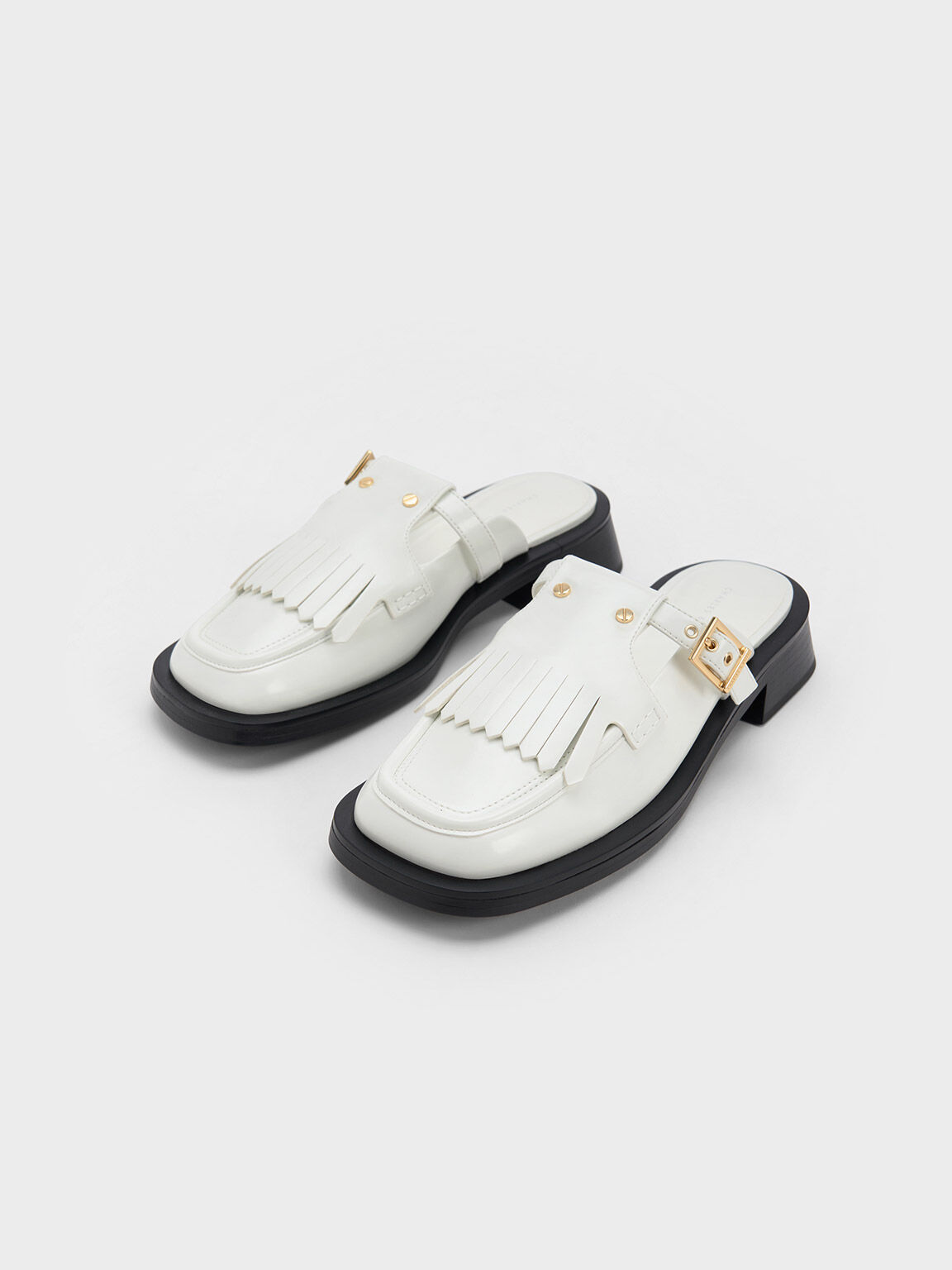 White studded hotsell mules