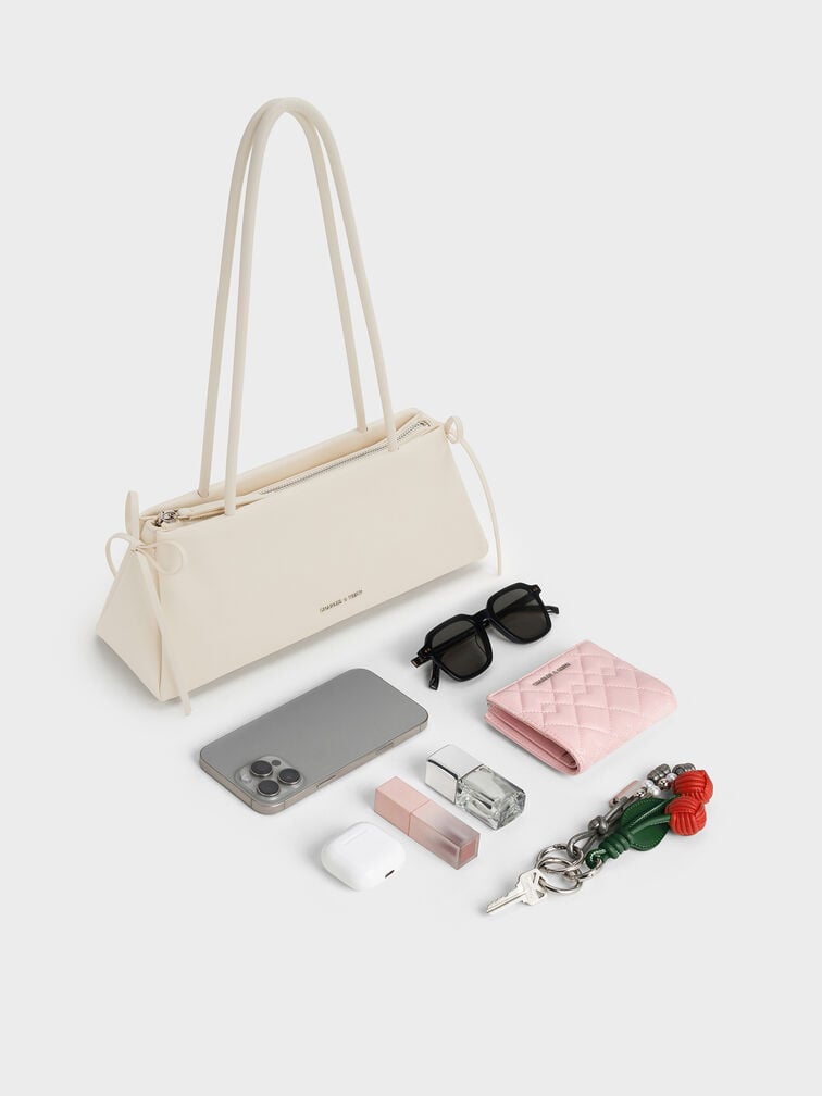 헤이즐 보우 이롱게이티드 숄더백, 크림, hi-res