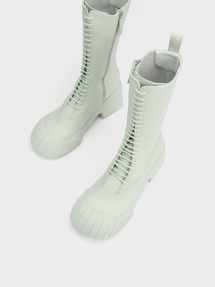 Adrian Chunky Sole Lace-Up Boots, Light Green, hi-res