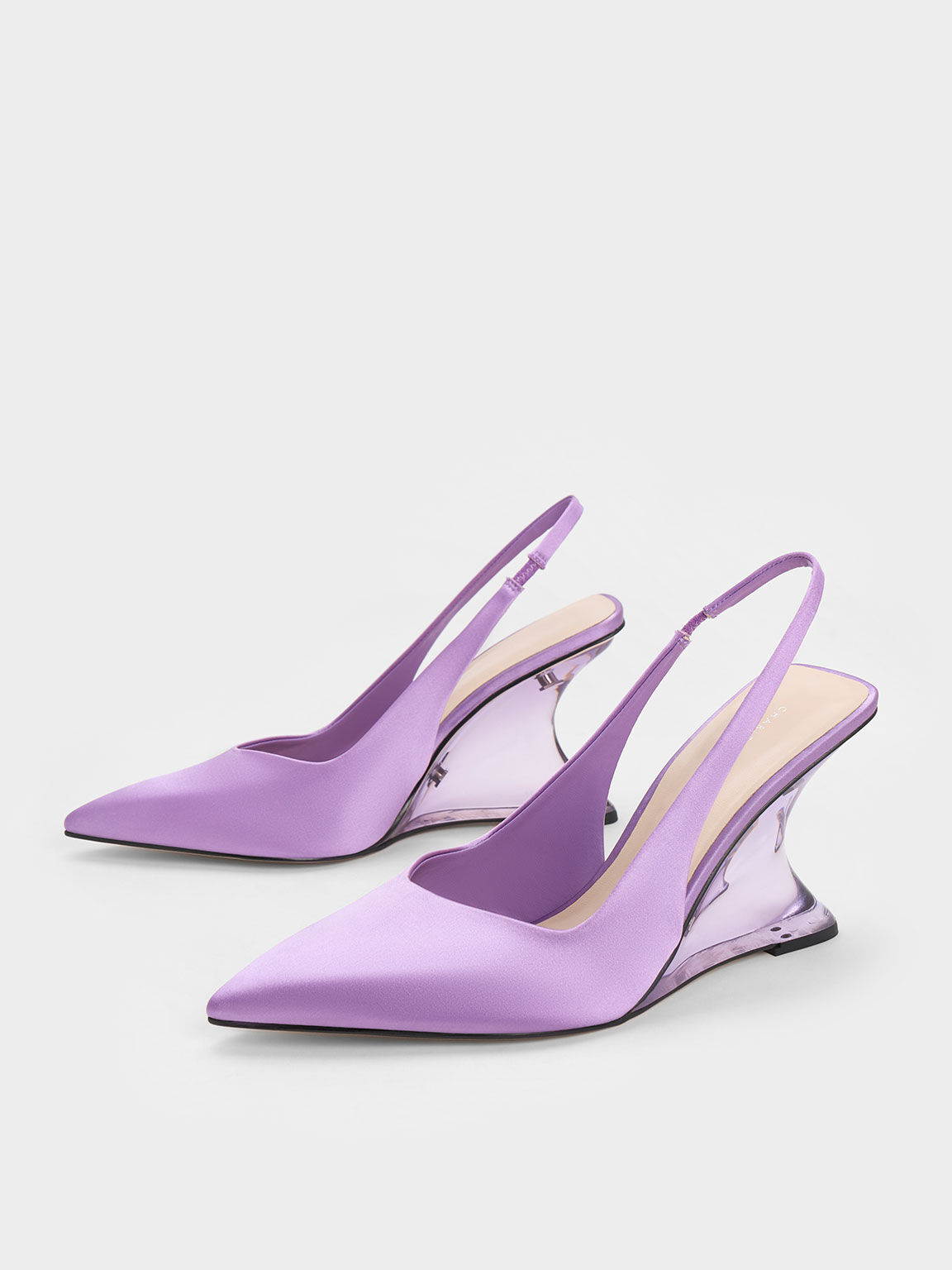 Reycled Polyester Sculptural Slingback Wedges Purple