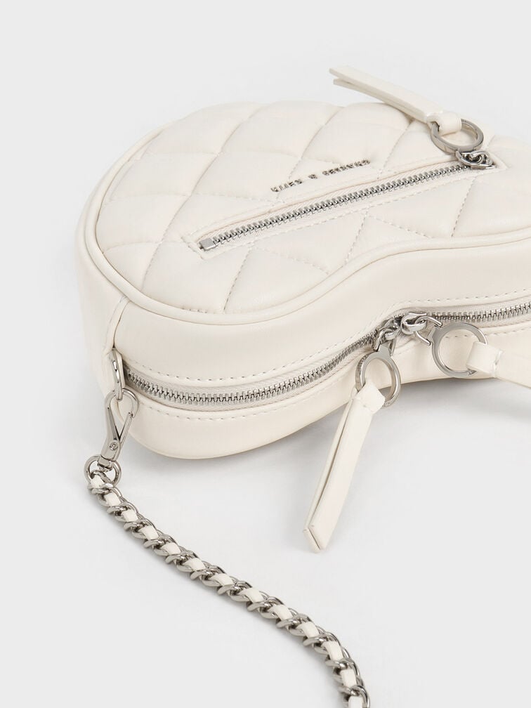 Philomena Quilted Heart Crossbody Bag, Cream, hi-res