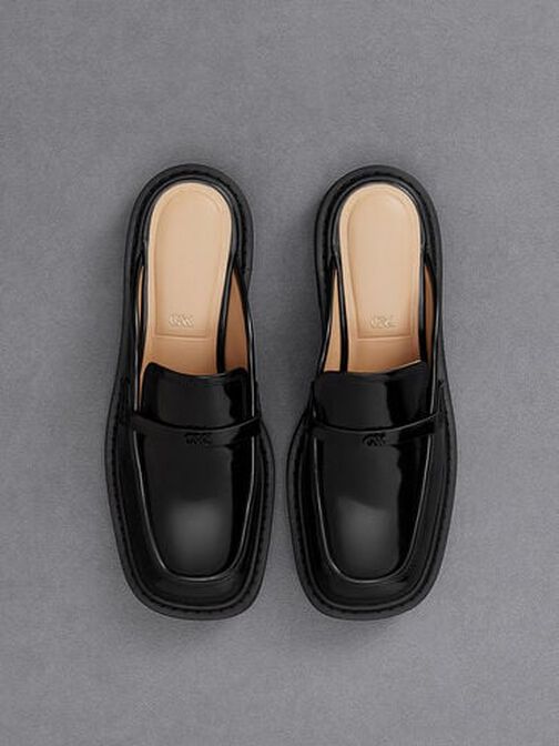 Tahlia Leather Loafer Mules, Black Box, hi-res