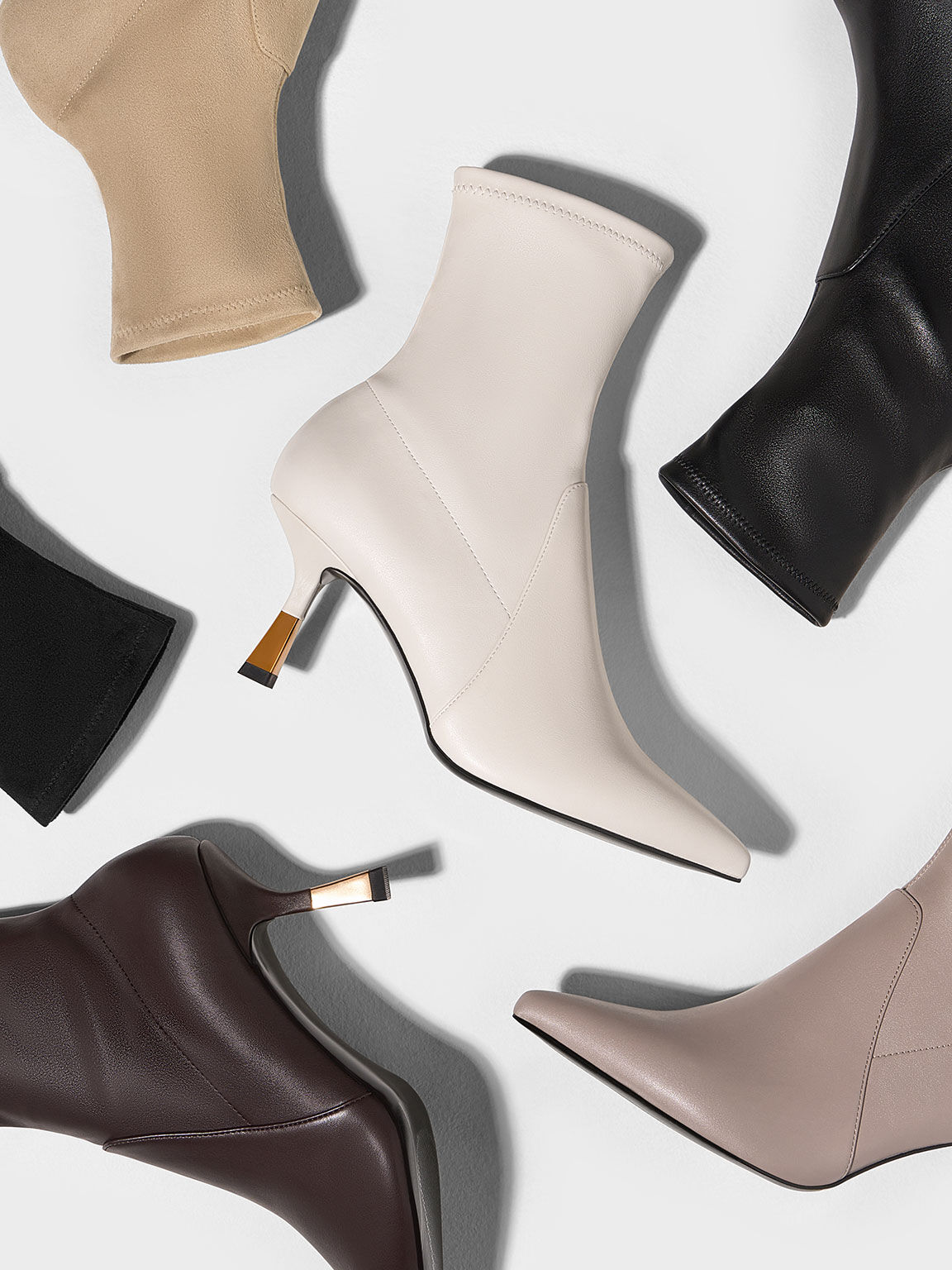 Kitten Heel Ankle Boots, Chalk, hi-res
