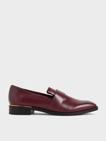 Square Toe Penny Loafers, Burgundy, hi-res