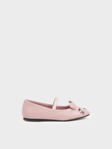 Girls&apos; &apos;Rat Zodiac&apos; Mary Jane Flats, Pink, hi-res