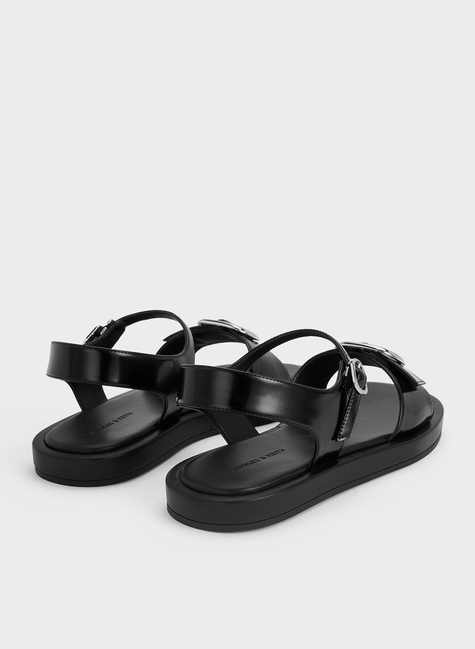 Buckled Slingback Sandals, Black Box, hi-res
