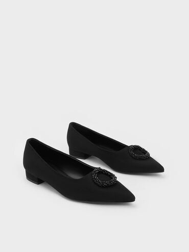 閃釦尖頭平底鞋, 黑色特別款, hi-res