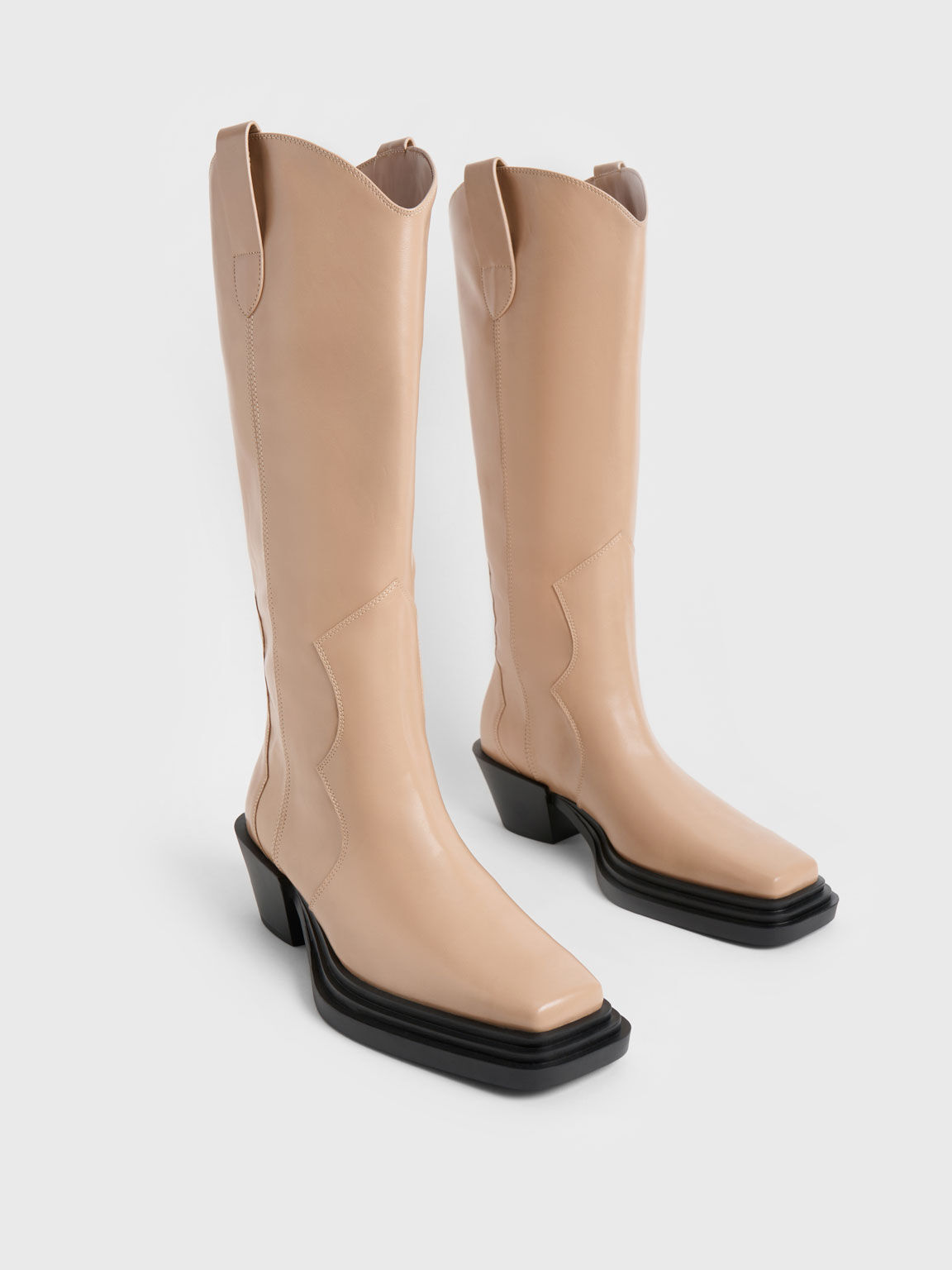 Knee-High Cowboy Boots, Sand, hi-res