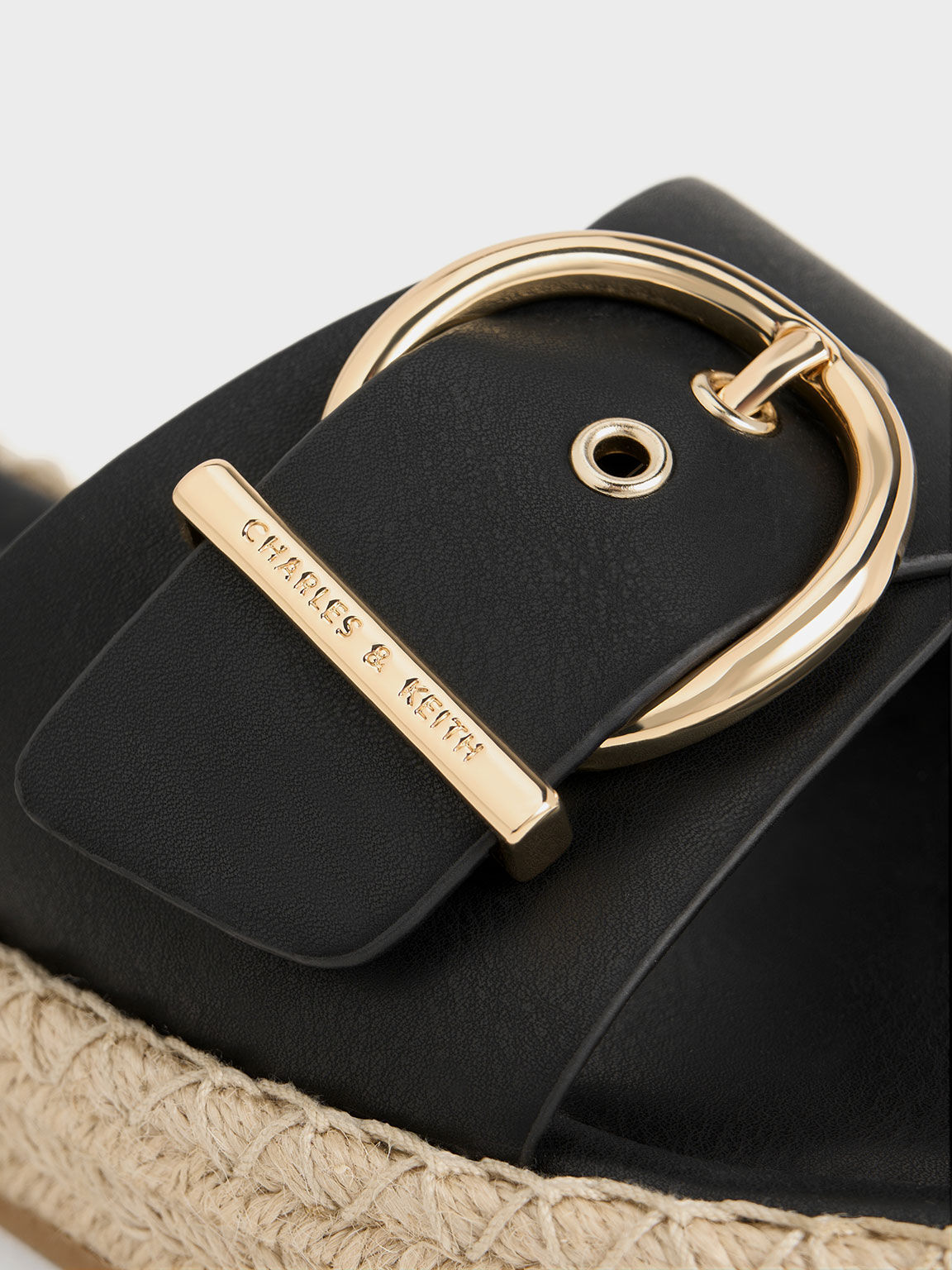 Black Buckled Espadrille Sandals - CHARLES & KEITH US