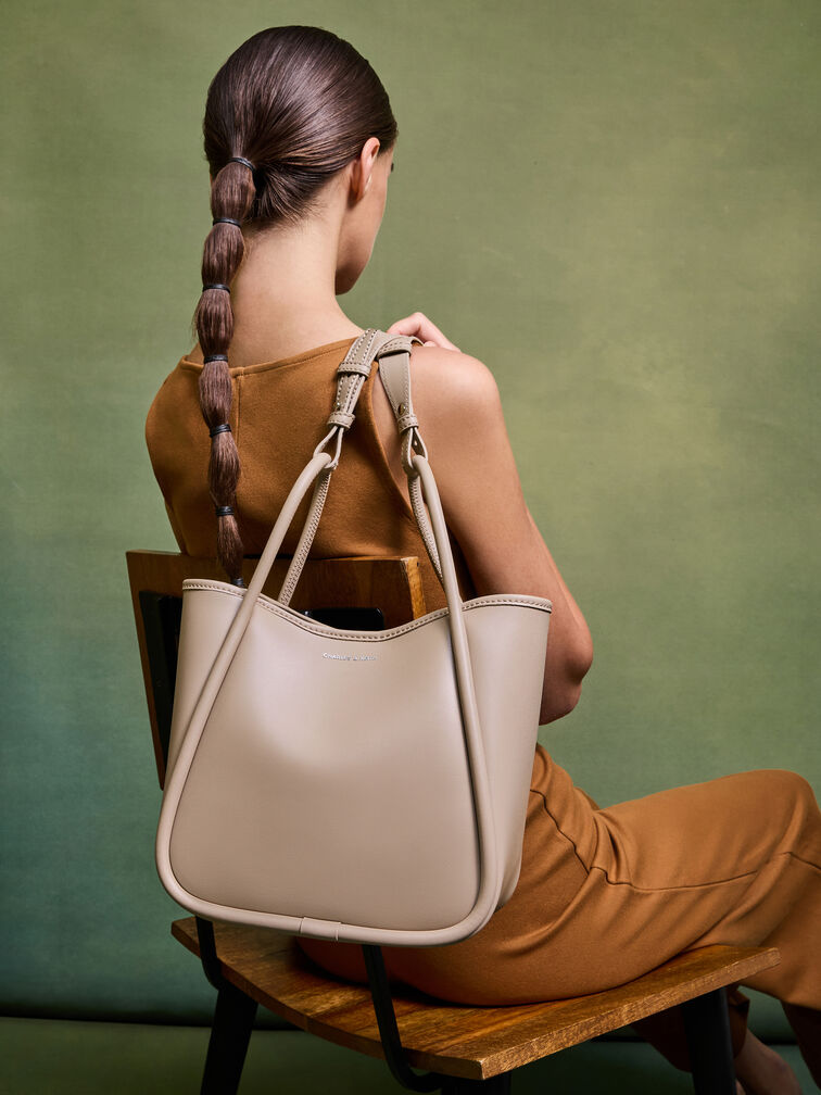 Tote bag mini tubular Lyla, Gris pardo, hi-res