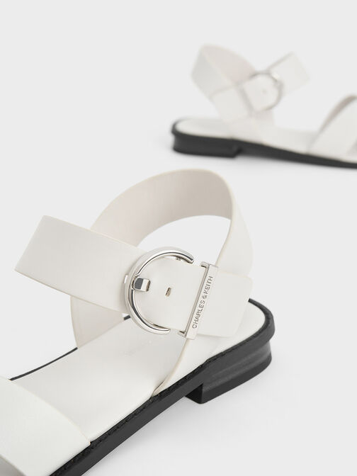 Crossover Strap Sandals, White, hi-res