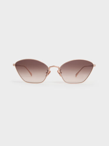 Crystal-Accent Cat-Eye Sunglasses, Rose Gold, hi-res