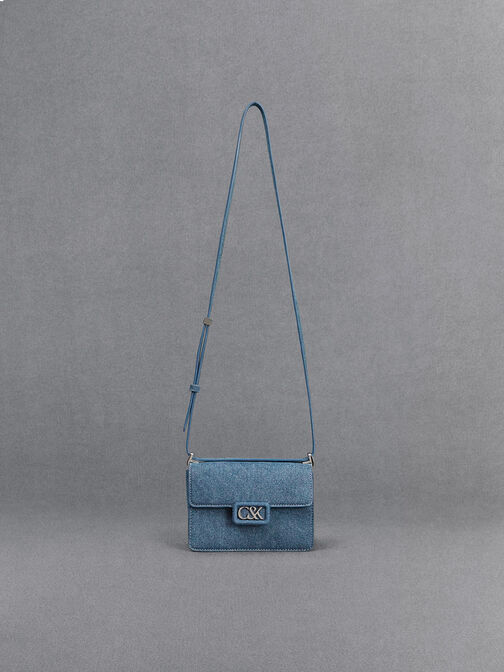 Denim Boxy Bag, Blue, hi-res