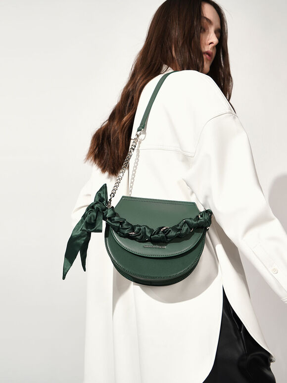 charles and keith satin scarf top handle bag
