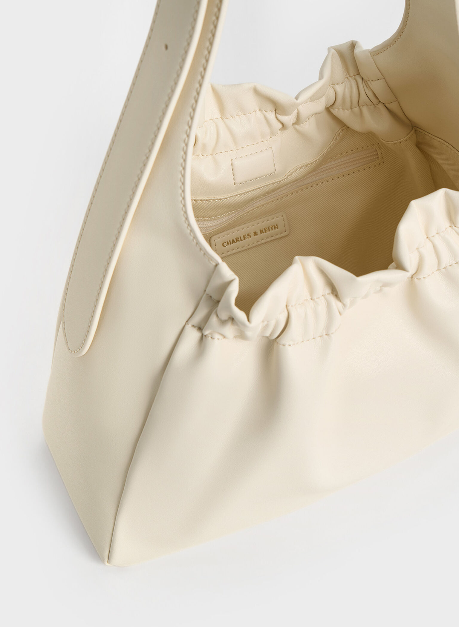 Bolso fruncido Brigette, Crema, hi-res