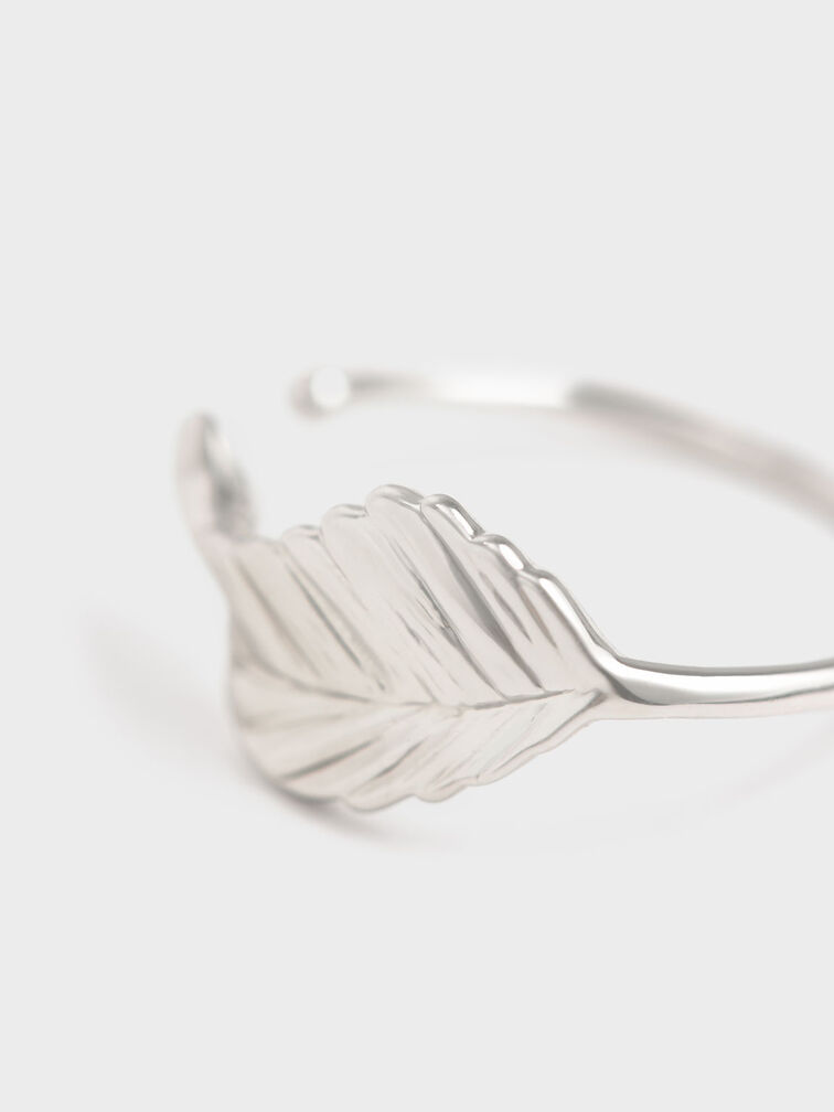 Leaf Band Ring, Silver, hi-res