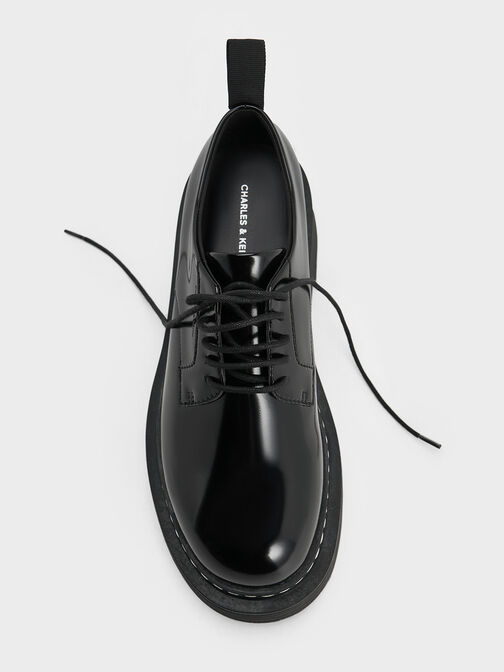Lace-Up Platform Derbys, Black Box, hi-res