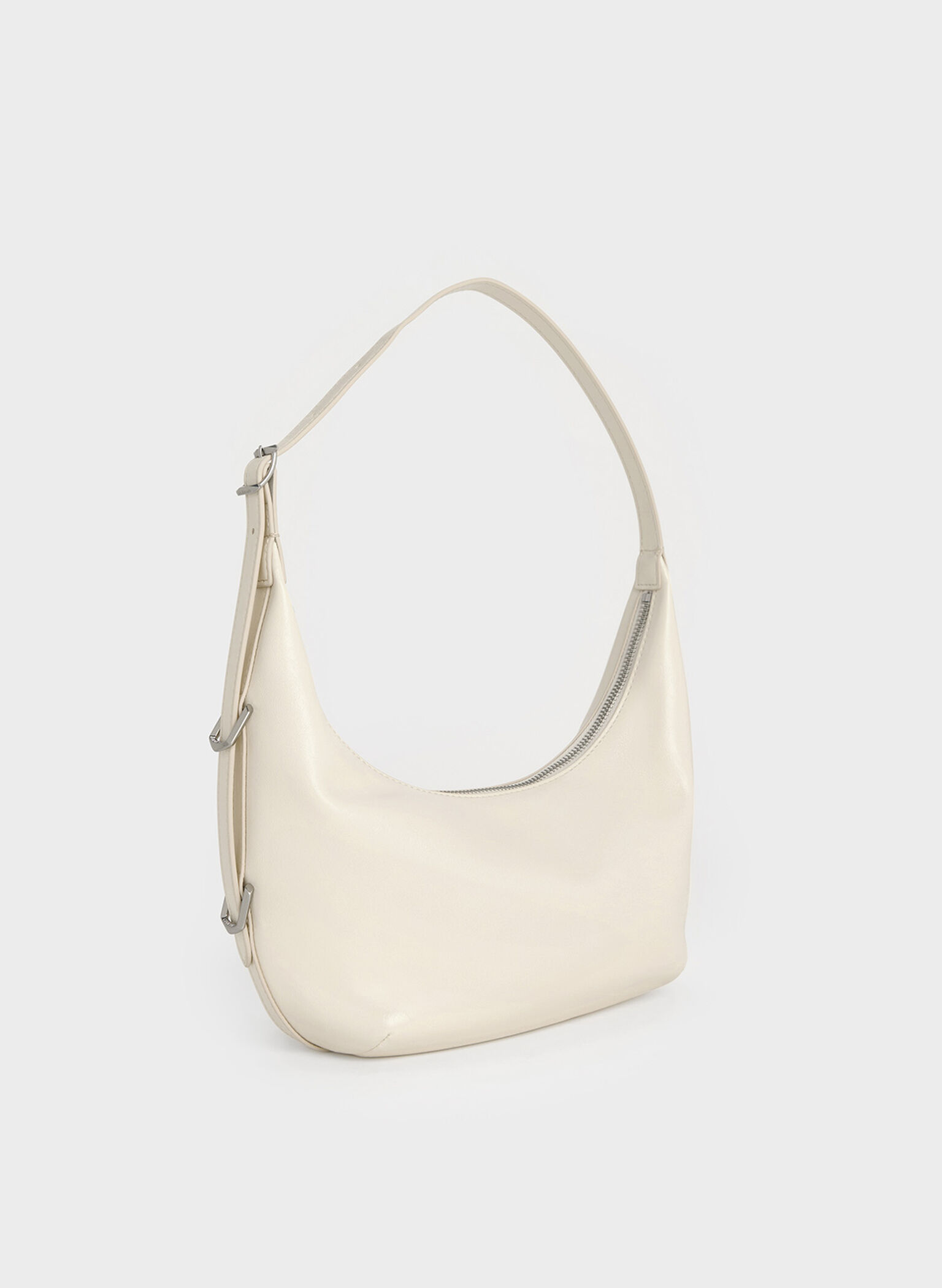 Bolso hobo curvo Bryna, Crema, hi-res