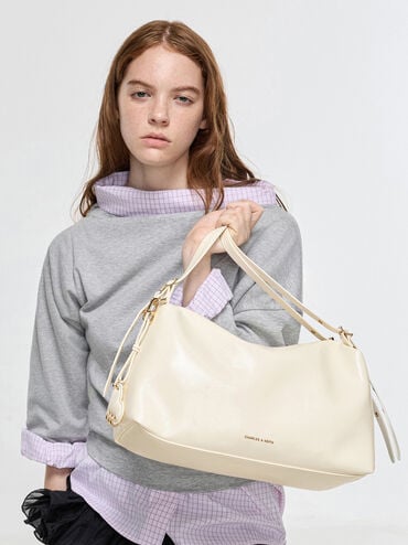 Rey Slouchy Shoulder Bag, Cream, hi-res