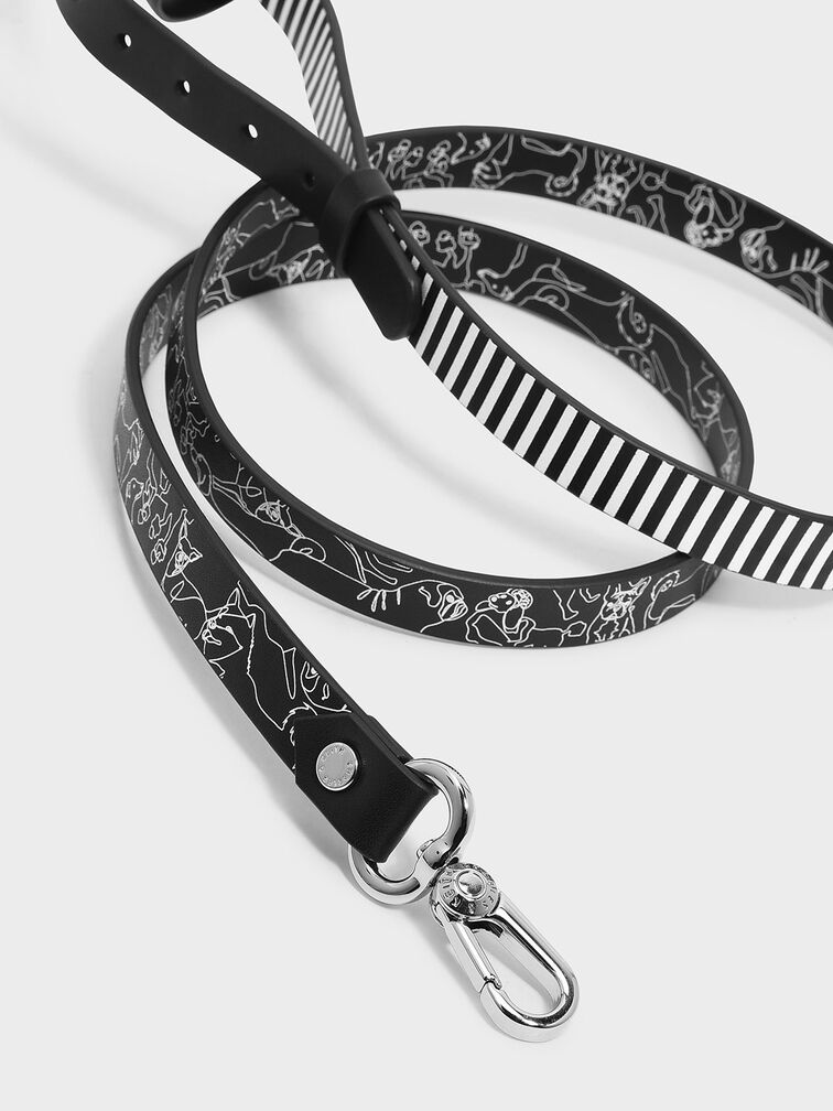 Printed Pet Leash, Black, hi-res