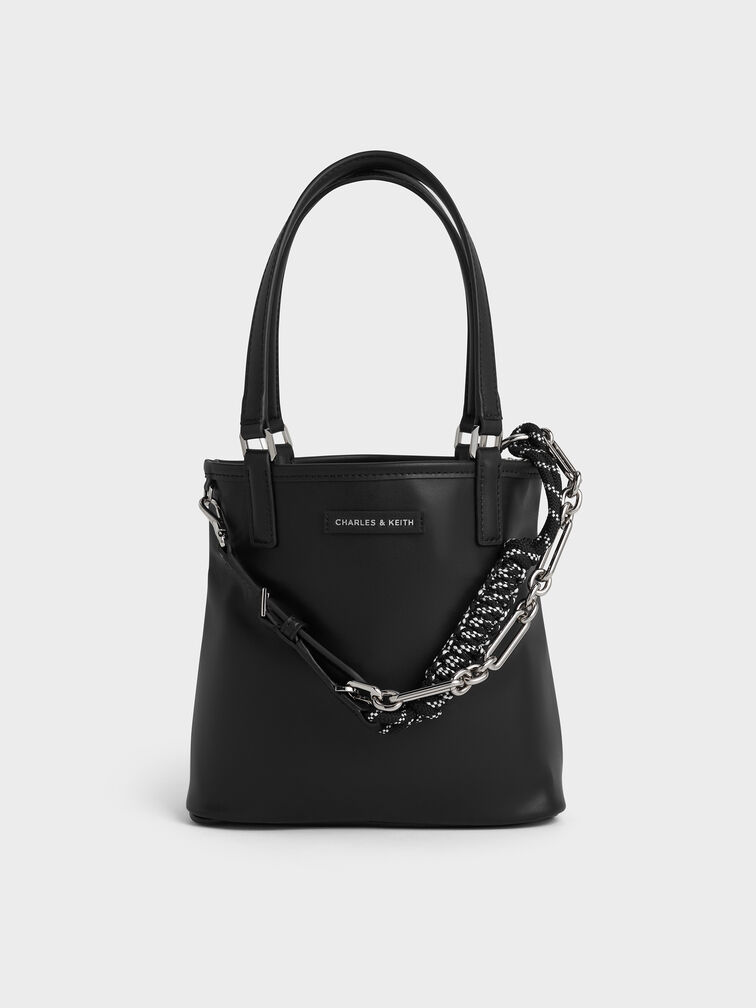 Addison Striped Knotted-Rope Double-Handle Tote Bag, Pinstripe Blue, hi-res